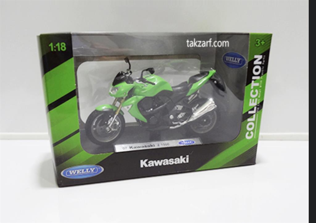 ماکت موتور کاوازاکی زد 1000 kawasaki z1000 برند ویلی  welly به رنگ سبز